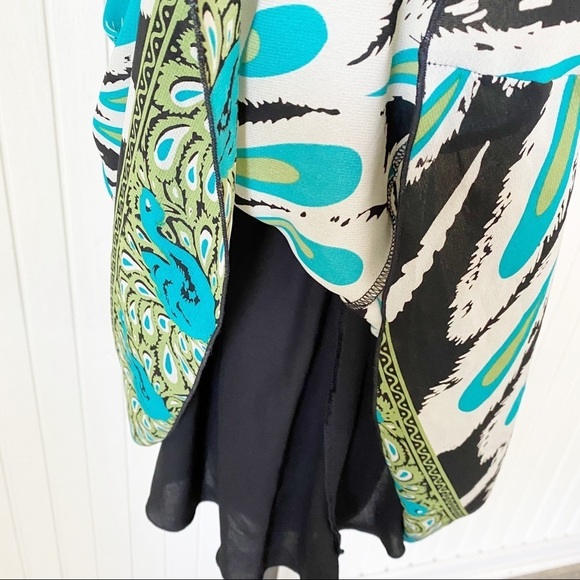 Tricia Fix Black Teal Peacock Strapless Sundress Size Small - Picture 12 of 13